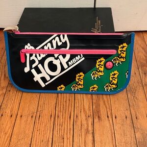 Bunny Hop Graphic Zip Clutch — Black, Green, Yellow, Pink